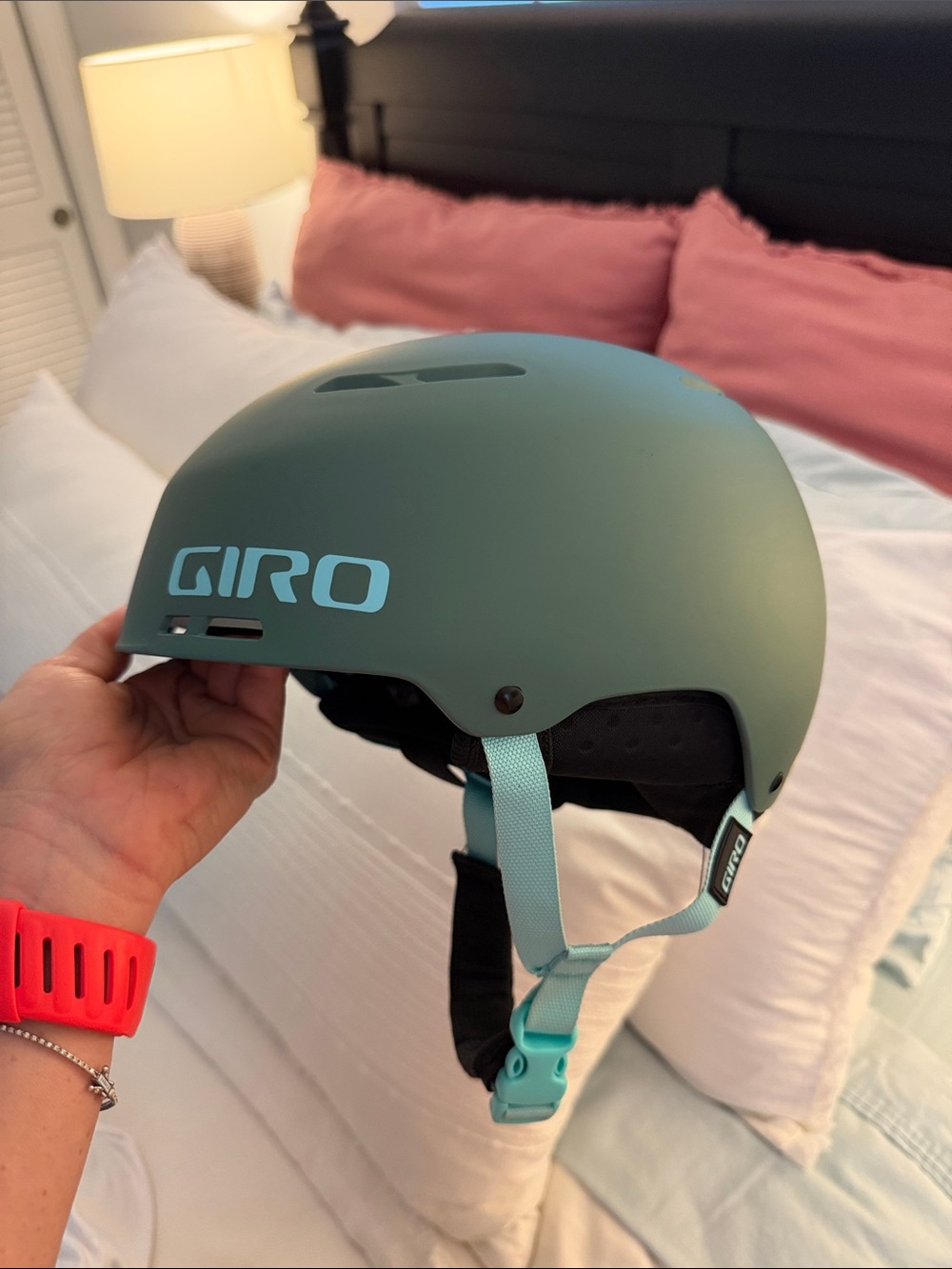 Giro Matte Green wi the Light Blue Details